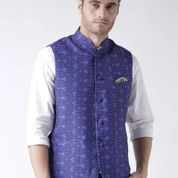 Hangup Men Printed Floral Woven Nehru Jacket-image-99