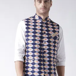 Hangup Men Printed Woven Nehru Jacket-image-87