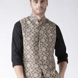 Hangup Plus Men Printed Woven Nehru Jacket-image-59