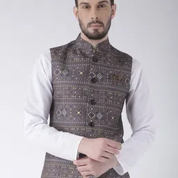 Hangup Men Printed Nehru Jackets-image-61