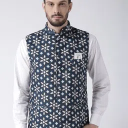 Hangup Men Printed Woven Nehru Jacket-image-98