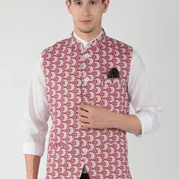 Hangup Men Printed Woven Nehru Jacket-image-91