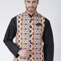 Hangup Men Printed Woven Nehru Jacket-image-95