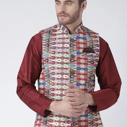 Hangup Men Printed Woven Nehru Jackets-image-60