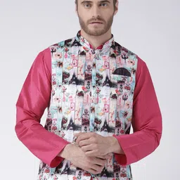 Hangup Men Printed Nehru Jacket-image-86