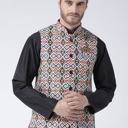 Hangup Men Printed Woven Nehru Jacket-picture-38
