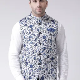 Hangup Men Floral Print Nehru Jackets-picture-11