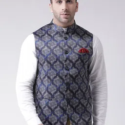 Hangup Men Ethnic Motif Printed Nehru Jacket-22