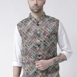 Hangup Men Printed Nehru Jacket-image-93