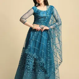 KALINI Embroidered Thread Work Semi-Stitched Lehenga & Unstitched Blouse With Dupatta-picture-54