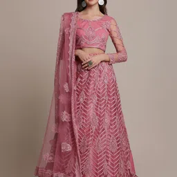 KALINI Embroidered Thread Work Semi-Stitched Lehenga & Unstitched Blouse With Dupatta-6