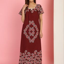 Secret Wish Ethnic Motifs Printed Pure Cotton Maxi Nightdress-picture-44