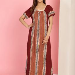 Secret Wish Ethnic Motifs Printed Pure Cotton Maxi Nightdress-picture-35