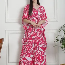 Secret Wish Printed V-Neck Maxi Kaftan Nightdress-picture-44