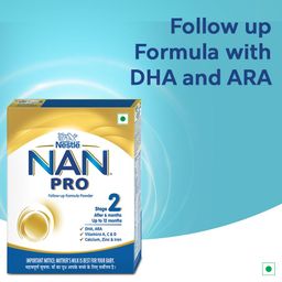 NAN PRO Stage 2 Follow-Up Formula Milk Powder For Babies (After 6 Months Upto 12 Months), With Dha-Ara, 400g Bag-In-Box Pack, Infant image 3