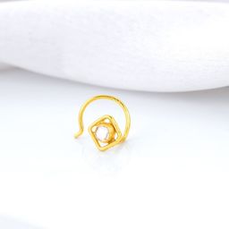 GIVA 925 Sterling Silver Gold-Plated Stone Studded Clip-On Ranjha Nosepin-image-2