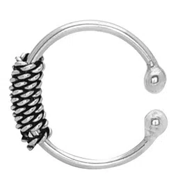 Abhooshan 92.5 Sterling Silver Oxidised Press On Nose Ring-44