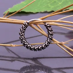 Abhooshan 92.5 Sterling Oxidized Silver Ring Nosepin-55