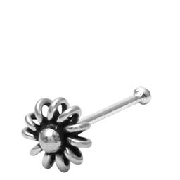 Abhooshan 92.5 Sterling Silver Oxidized Flower Stud Nosepin-46