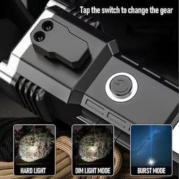 MOGAL LIFE Torch Light,LED 3W Torch Light Rechargeable Torch Flashlight,Long Distance Beam Range Car Rescue Torch with Hammer Window Glass and Seat Belt Cutter Built Portable Rechargeable image 2