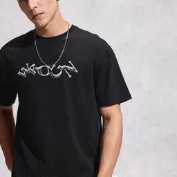 WROGN Brand Logo Printed Drop-Shoulder Sleeves Pure Cotton Oversized Fit T-shirt-picture-28