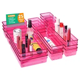 Myntra Elegant Homes Pink 25 Pieces Acrylic Regular Drawer Organisers-image-37