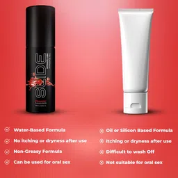noTTy Boy Set of Slide Strawberry Flavoured Lube - 100 ml & OverTime Condoms - 10 Pcs image 3
