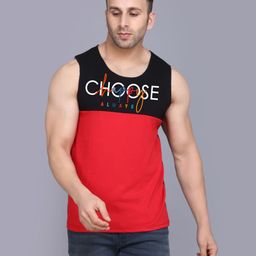 SLOWLORIS Pack Of 2 Printed Gym Vests VSL26 CMB(CHS BLACKRED)(OVRTNK OLIVE)-image-23