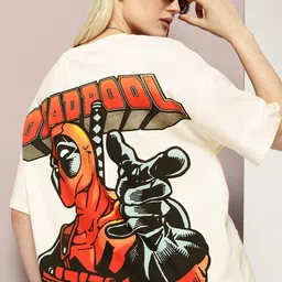 Kook N Keech Marvel Deadpool Printed Drop-Shoulder Sleeves Oversized T-shirt-image-72