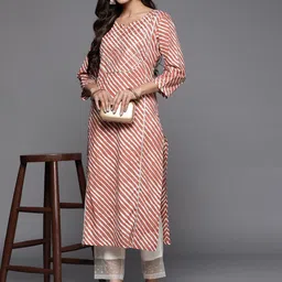 Varanga Women Leheriya Striped Gotta Patti Kurta-image-33