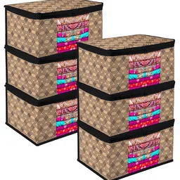 Kuber Industries Brown & Black 6 Pieces Printed Storage Bag Organiser-image-82