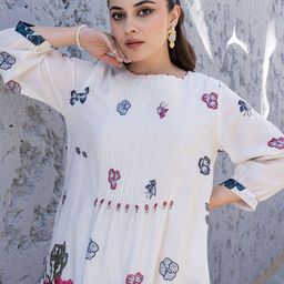 Indo Era Floral Printed Pure Cotton Tunic With Trousers Co-Ords-picture-42