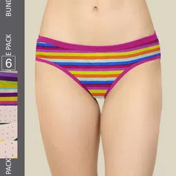 AROUSY Women Pack of 6 Pure Cotton Hipster Briefs M_3MSP-3WDOT_S-image-100