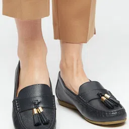 DOROTHY PERKINS Women Navy Blue Leather Loafers-image-60