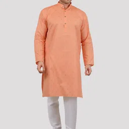 Maharaja Self Designed Band Collar Regular Pure Cotton Kurta With Churidar-image-25