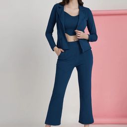 Selvia Sleeveless Crop Top With Trousers & Jacket Co-Ords-image-40