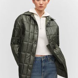 MANGO Waterproof Longline Quilted Jacket-49