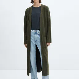 MANGO Women Ribbed Longline Front-Open Sweater-image-29