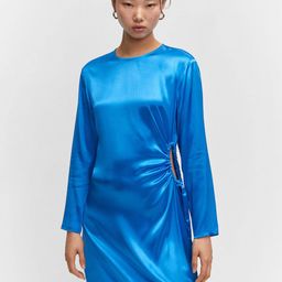 MANGO Satin Finish Cut-Out A-Line Mini Dress-image-48
