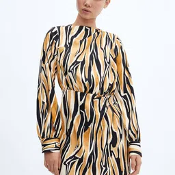 MANGO Printed Satin Finish A-Line Mini Dress-31