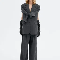 MANGO Notched Lapel Collar Formal Blazer-13