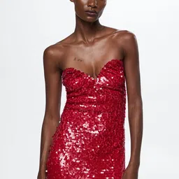 MANGO Embellished Strapless Bodycon Mini Dress-image-12