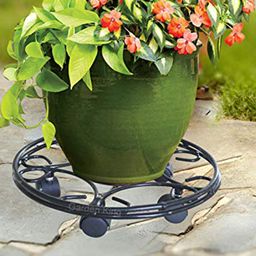 Garden Deco Black Metal Pot Stand with Wheels-54