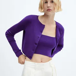 MANGO Fine-Knit Crop Cardigan-image-31