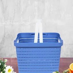Kuber Industries Blue Self-Design Basket Organiser-36