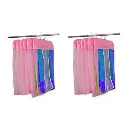 atorakushon Set Of 12 Pink Checked Net Hanging Saree Covers image 5