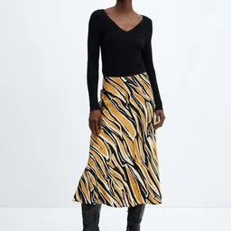 MANGO Animal Printed Satin Skirt image 2