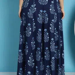 TAG 7 Plus Size Ethnic Motifs Block Printed Pure Cotton Flared Ethnic Palazzo image 3