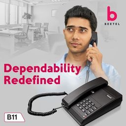 generic Nanda B11 Corded Landline Phone, Ringer Volume Control, LED for Ring Indication, Wall/Desk Mountable, Classic Design, Clear Call Quality, Mute/Pause/Flash/Redial Function (Made in India)(Black)(B11) image 2