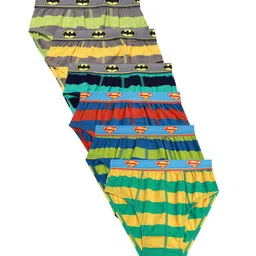 Red Rose Boys Green & Blue Pack Of 6 Striped Cotton Basic Briefs-image-44